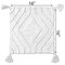 16" Handwoven Cotton Throw Pillow Cover with White on White Tufted Design and Tassel Corners